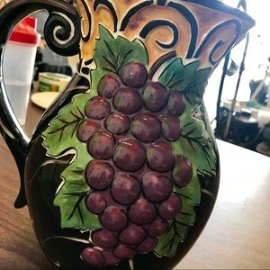 🍇 HANDPAINTED CERAMIC PITCHER/VASE